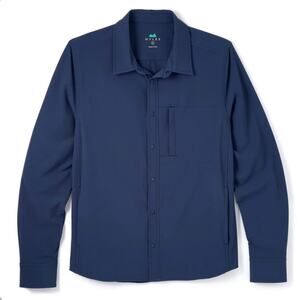 Myles Everyday Overshirt Mens Small Blue River Stretch Sleek Tech Snap Collared